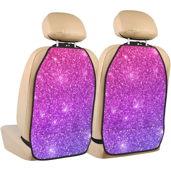Goofa Purple Glitter Pattern Car Back Seat Protector for Kids (2 Pack) ,Anti-kick Storage Mat for Car Seats,Shields from Footprints