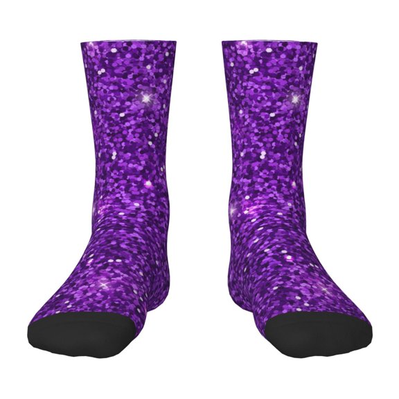 Goofa Purple Glitter Pattern Children's Crew Socks, Kids' Daily Wear and Sports Socks, Breathable Socks, Sports Socks, Moisture-Wicking Socks for Children