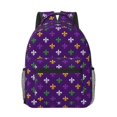 thumbnail image 1 of Goofa Purple Mardi Gras Pattern Comfortable Student Backpack - Ergonomic Design, Durable, Water-Resistant, Multi-Compartment,Travel, and Outdoor Activities, 1 of 5