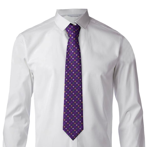 Goofa Purple Mardi Gras Pattern Men's Necktie Classic Silk Tie Woven Jacquard Neck Ties Necktie for Business and Wedding Formal Neckties