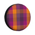 thumbnail image 1 of Goofa Purple Yellow Buffalo Plaid Pattern Universal Tire Cover for Jeep, SUV, Truck, and Trailer – Waterproof, UV-Resistant,Easy to Install, Fits 14"-17" Tires-16 inch, 1 of 6