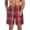 thumbnail image 1 of Goofa Purple Yellow Buffalo Plaid Printed Mens Swim Trunks Summer Quick Dry Short Beach Swimwear Bathing Suits-Medium, 1 of 9