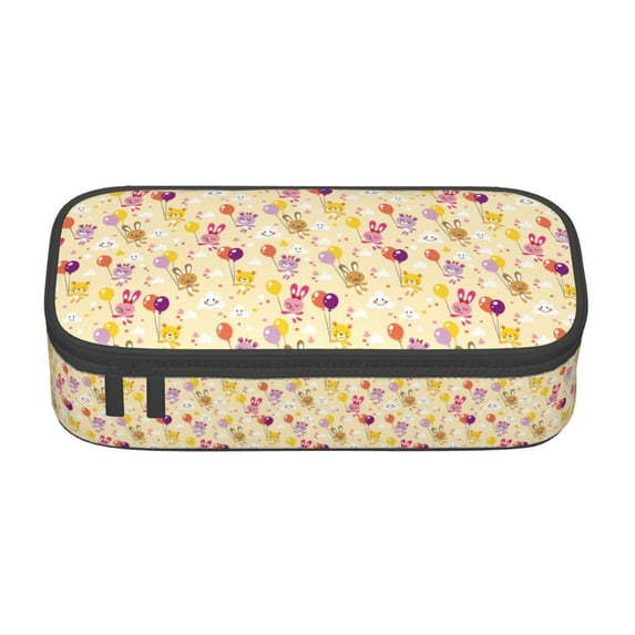 Goofa Rabbit And Balloon Pattern Pencil Case, Multi- Slot Pencil Pouch, Portable Pencil Bag, Pen Case for& Office