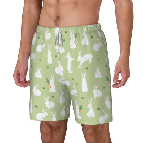 Goofa Rabbit And Carrot (2) Printed Men's Swim Trunks Board Shorts Quick Dry Mens Swimming Trunks with Compression Liner,Breathable Fit Hawaii Beach Shorts-XX-Large