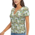 thumbnail image 1 of Goofa Rabbit And Carrot Pattern Womens Deep V Neck Low Cut Tops Casual Summer Short Sleeve Ribbed Knit T-Shirts-X-Large, 1 of 5