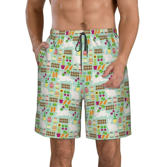 Goofa Rabbit And Carrot Printed Mens Swim Trunks Summer Quick Dry Short Beach Swimwear Bathing Suits-Large