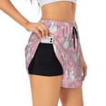 thumbnail image 1 of Goofa Rabbit And Flower Printed Women 2 in 1 Running Shorts,Quick Dry Athletic Workout Shorts,High Waisted Athletic Shorts with Liner Pockets-Large, 1 of 9