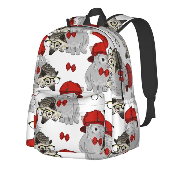 Goofa Rabbit And Hedgehog Pattern Backpack for Students – Large Capacity, Lightweight with Adjustable Shoulder Straps, Perfect for School, Travel