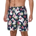 thumbnail image 1 of Goofa Rabbit And Rose Printed Men's Swim Trunks Board Shorts Quick Dry Mens Swimming Trunks with Compression Liner,Breathable Fit Hawaii Beach Shorts-Small, 1 of 9