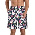thumbnail image 1 of Goofa Rabbit And Rose Printed Mens Swim Trunks Summer Quick Dry Short Beach Swimwear Bathing Suits-3X-Large, 1 of 9