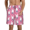 thumbnail image 1 of Goofa Rabbit Holding Flowers Printed Mens Swim Trunks Summer Quick Dry Short Beach Swimwear Bathing Suits-Medium, 1 of 9