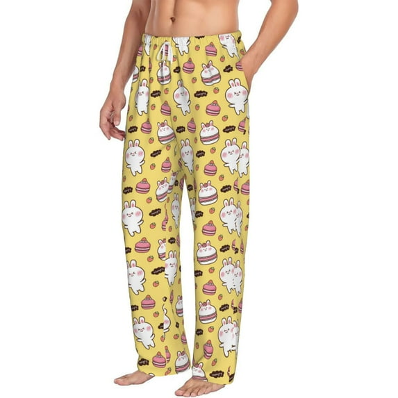 Goofa Rabbit Hunger Printed Soft Pajama Pants for Men, Wide Leg Comfy Casual Lounge Yoga Pants-X-Large