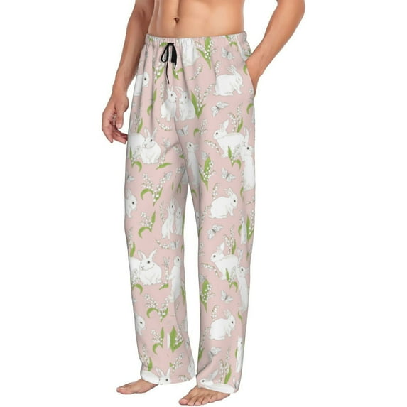 Goofa Rabbit Printed Soft Pajama Pants for Men, Wide Leg Comfy Casual Lounge Yoga Pants-X-Large