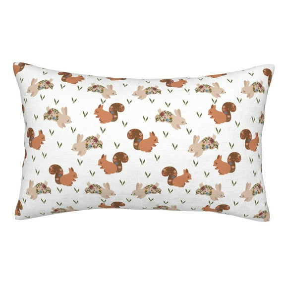 Goofa Rabbit And Squirrel Print Plush Throw Pillow Case, Soft Velvet with Hidden Zipper, Decorative Cushion Cover for Sofa, Bed, Car, and Home Décor-16"x24"