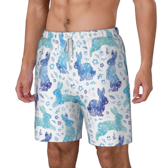 Goofa Rabbit2 Printed Men's Swim Trunks Board Shorts Quick Dry Mens Swimming Trunks with Compression Liner,Breathable Fit Hawaii Beach Shorts-X-Large