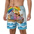thumbnail image 1 of Goofa Rainbow Animals on Noah's Ark Printed Men's Swim Trunks Board Shorts Quick Dry Mens Swimming Trunks with Compression Liner,Breathable Fit Hawaii Beach Shorts-XX-Large, 1 of 9