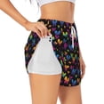 thumbnail image 1 of Goofa Rainbow Butterfly Printed Women 2 in 1 Running Shorts,Quick Dry Athletic Workout Shorts,High Waisted Athletic Shorts with Liner Pockets-X-Large, 1 of 9