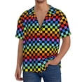 thumbnail image 1 of Goofa Rainbow Chequerboard Printed Men's Casual Short-sleeved Shirt,Lightweight Breathable Button-down,Summer Casual men's top,Versatile Fashion shirt-4X-Large, 1 of 7
