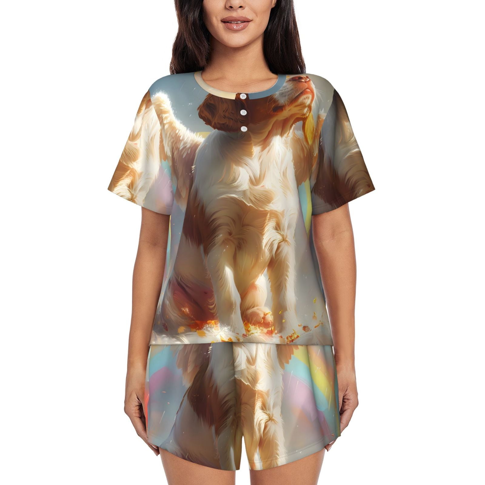 Goofa Rainbow English Cocker Spaniel for Womens Cotton 2 Piece Pajamas ...