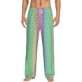 thumbnail image 1 of Goofa Rainbow Peacock Feathers Pattern Printed Soft Pajama Pants for Men, Wide Leg Comfy Casual Lounge Yoga Pants-Large, 1 of 9
