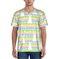 thumbnail image 1 of Goofa Rainbow Rabbit Pattern Mens Golf Shirt Baseball T-shirt Moisture Wicking Dry Fit Performance Sport Short Sleeve Striped Golf Polo Shirts-3X-Large, 1 of 7