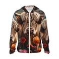 thumbnail image 1 of Goofa Realistic Flower Cow Printed Women's UPF 50+ Sun Protection Hoodie Jacket Lightweight Long Sleeve Sun Shirt for Women with Pocket Hiking Outdoor-3X-Large, 1 of 9