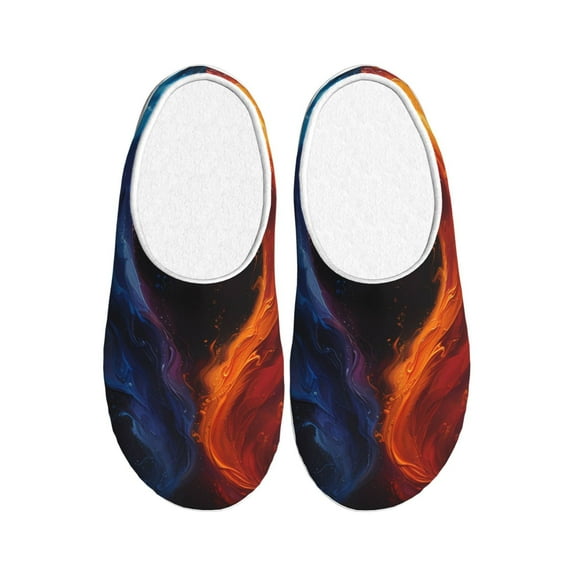Goofa Red And Blue Abstract Print Womens Mens Cotton Lightweight House Slippers , Washable Home Slippers,Indoor Comfy Bedroom Cozy Slippers-39/40