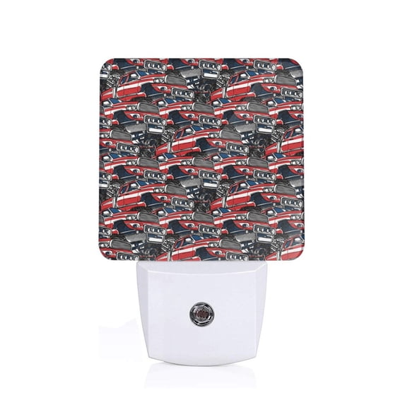 Goofa Red And Blue Cars Night Light, Plug-in, Dusk to Dawn Sensor, Warm White, Ambient Lighting, Ideal Kids Adults Nightlight-EU