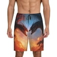 thumbnail image 1 of Goofa Red And Blue Fire Cloud Dragon Pattern Men's Pajama Short Sleep Shorts Soft Comfortable Breathable Pajamas Shorts with Pockets-Small, 1 of 6