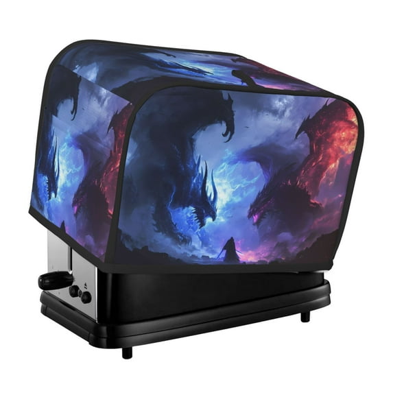 Goofa Red And Blue Fire Dragon Print Toaster Cover 2 Slice, Two Slice Bread Machine Cover Quilted Toaster Covers Bread Maker Cover Kitchen Appliance Cover