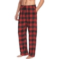thumbnail image 1 of Goofa Red Black Plaid Printed Soft Pajama Pants for Men, Wide Leg Comfy Casual Lounge Yoga Pants-Small, 1 of 9