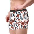 thumbnail image 1 of Goofa Red Blue Leaves Printed Men's Boxer Briefs Underwear, Moisture-Wicking Underwear, Trunk,Soft and Breathable Cotton Underwear-Small, 1 of 9