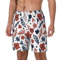 thumbnail image 1 of Goofa Red Blue Leaves Printed Men's Swim Trunks Board Shorts Quick Dry Mens Swimming Trunks with Compression Liner,Breathable Fit Hawaii Beach Shorts-Large, 1 of 9