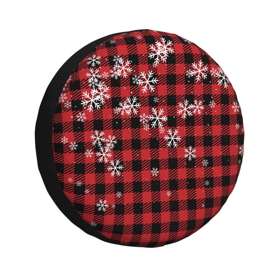 Goofa Red Buffalo Plaid Pattern Universal Tire Cover for Jeep, SUV, Truck, and Trailer – Waterproof, UV-Resistant,Easy to Install, Fits 14"-17" Tires-14 inch