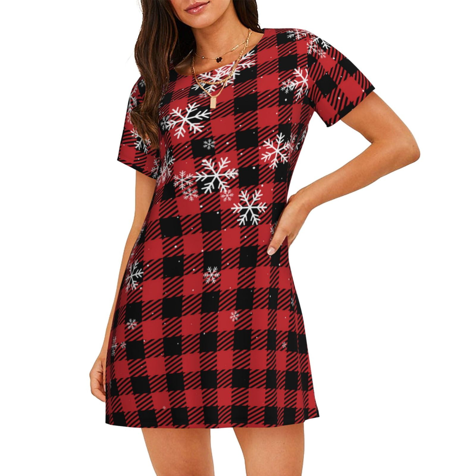 Red-Colored Alpine Pleated Nightdress