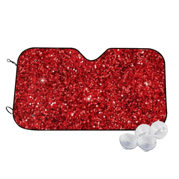 Goofa Red Glitter Printed Car Windshield Sunshade,Foldable Reflective Sun Visor,UV Protection Heat Blocker Sunshade,Car Cooling Accessory-Medium