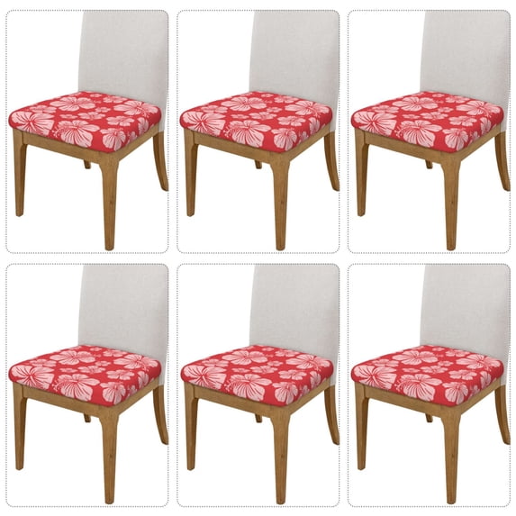 Goofa Red Hibiscus Flower Printed Couch Cushion Covers,Soft and Durable Throw Pillow Case , Floral Sofa Magic Sofa Stretch Cushion Couch Covers Washable