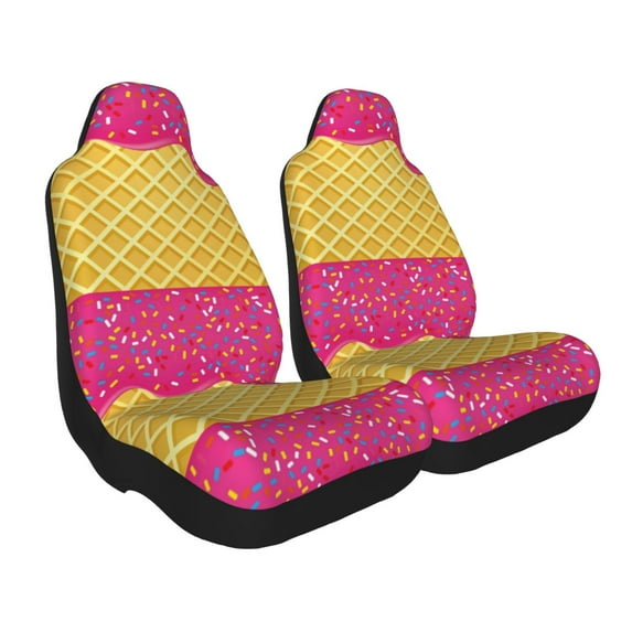 Goofa Red Ice Cream Printed Car Seat Covers, Automotive Seat Covers for Cars Trucks and SUVs, Quick Setup Universal Fit Elastic Seat Covers-2 PCS