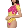 thumbnail image 1 of Goofa Red Ice Cream Printed Women Rash Guard Short Sleeve,Tummy control Swimsuit Surfing Swimsuit Bathing Suit One Piece Swimsuit UPF 50-Large, 1 of 9