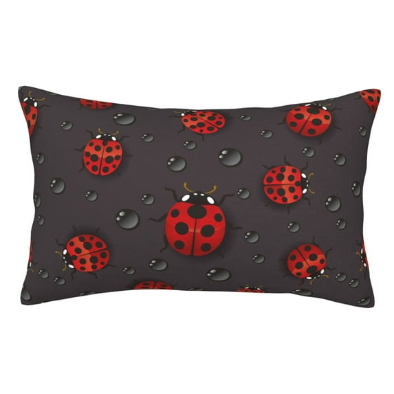 Goofa Red Ladybugs Print Plush Throw Pillow Case, Soft Velvet with Hidden Zipper, Decorative Cushion Cover for Sofa, Bed, Car, and Home Décor-14"x20"