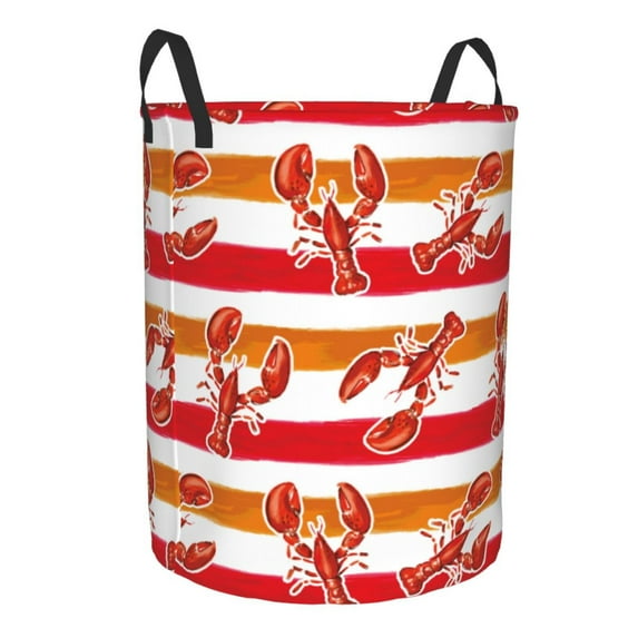 Goofa Red Lobster Printed Circular Hamper,Laundry Basket with Handles,Storage Baskets Foldable,Large Capacity Laundry Hamper-Medium