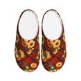 thumbnail image 1 of Goofa Red Plaid Sunflower Print Womens Mens Cotton Lightweight House Slippers , Washable Home Slippers,Indoor Comfy Bedroom Cozy Slippers-35/36, 1 of 7