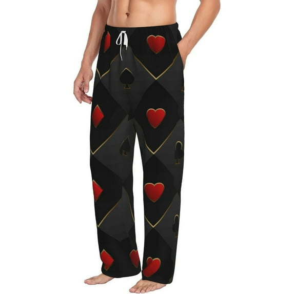 Goofa Red Poker Printed Soft Pajama Pants for Men, Wide Leg Comfy Casual Lounge Yoga Pants-XX-Large