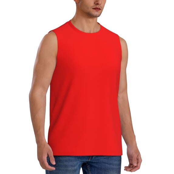 Goofa Red Printed Men's Sleeveless T-Shirt - Athletic Gym Workout Tank Top for Men - Moisture-Wicking, UPF 30+ Quick-Dry Muscle Tee-Large