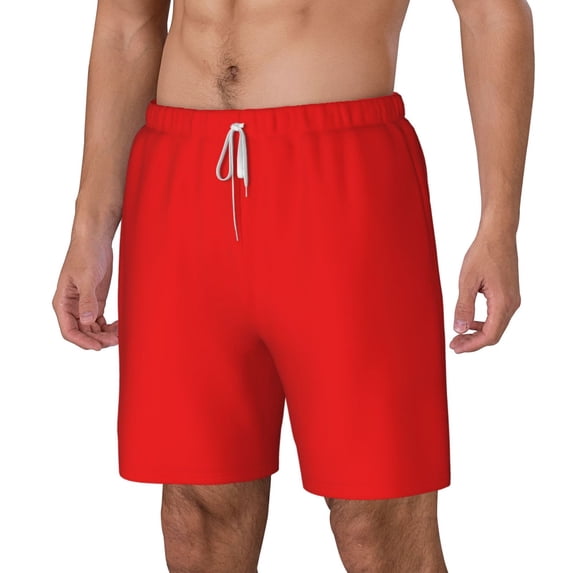Goofa Red Printed Men's Swim Trunks Board Shorts Quick Dry Mens Swimming Trunks with Compression Liner,Breathable Fit Hawaii Beach Shorts-Small