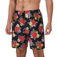 thumbnail image 1 of Goofa Red Rose Flower Printed Men's Swim Trunks Board Shorts Quick Dry Mens Swimming Trunks with Compression Liner,Breathable Fit Hawaii Beach Shorts-Small, 1 of 9