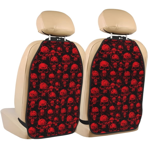 Goofa Red Skulls Pattern Car Back Seat Protector for Kids (2 Pack) ,Anti-kick Storage Mat for Car Seats,Shields from Footprints