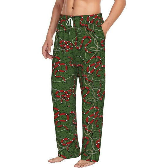 Goofa Red Snake Printed Soft Pajama Pants for Men, Wide Leg Comfy Casual Lounge Yoga Pants-Large