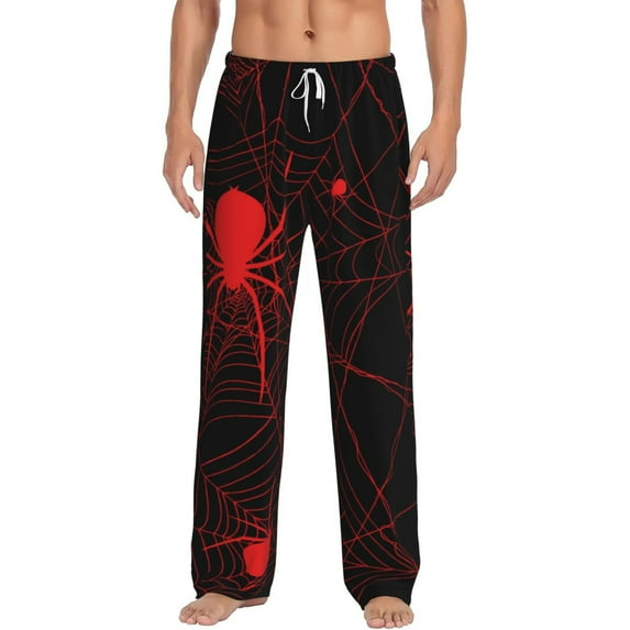 Goofa Red Spider On The Web Pattern Printed Soft Pajama Pants for Men, Wide Leg Comfy Casual Lounge Yoga Pants-XX-Large