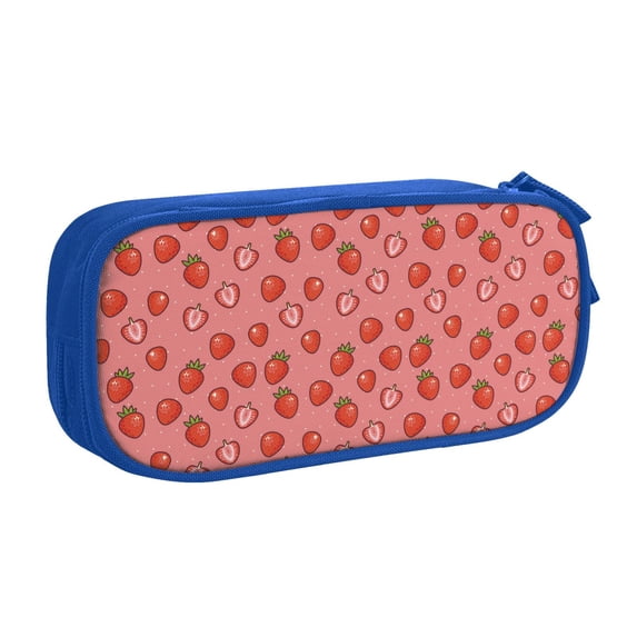 Goofa Red Strawberry Pattern Big Capacity Pencil Pen Case Office College Large Storage High Capacity Bag Pouch Holder Box Organizer